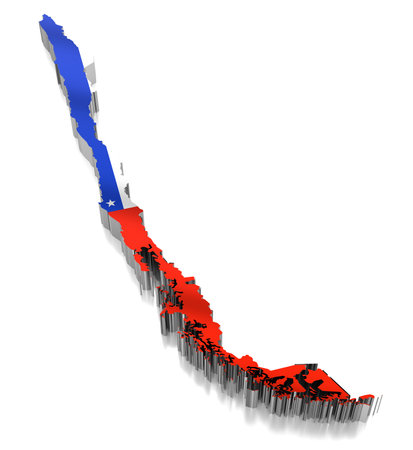 Chile - country borders and flag - 3D illustrationの写真素材
