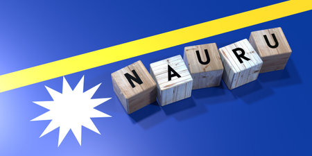 Nauru - wooden cubes and country flag - 3D illustrationの写真素材