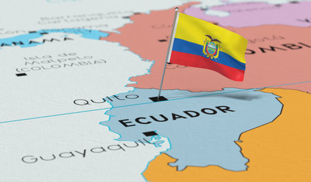 Ecuador, Quito - national flag pinned on political map - 3D illustrationの写真素材