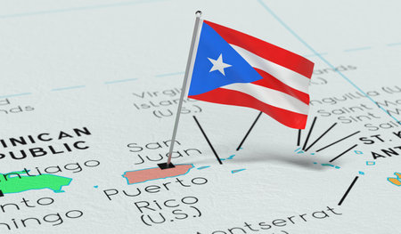 Puerto Rico, San Juan - national flag pinned on political map - 3D illustrationの写真素材