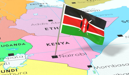 Kenya, Nairobi - national flag pinned on political map - 3D illustrationの写真素材