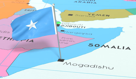 Somalia, Mogadishu - national flag pinned on political map - 3D illustrationの写真素材