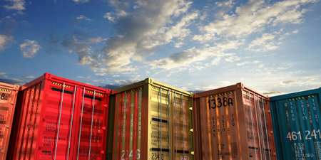Colorful shipping cargo containers - 3D illustration