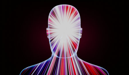 Geometrical man face with abstract lines - 3D illustrationの写真素材