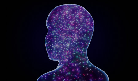 Geometrical man face with stars texture - 3D illustration
