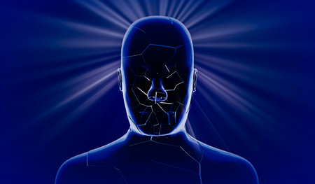 Geometrical man face  and rays of light - 3D illustration