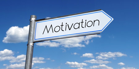 Motivation - metal signpost with one arrowの写真素材