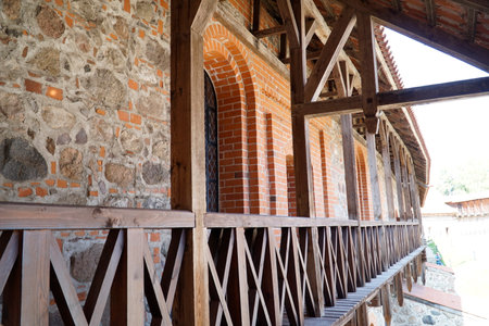 Trakai, Lithuania - September 11th, 2023 - Medieval castle - countryardのeditorial素材