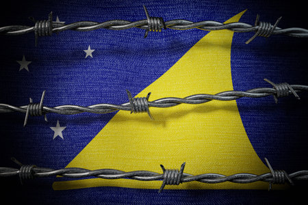 Tokelau flag and barbed wire - 3d illustrationの写真素材
