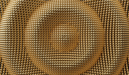 Abstract wave background with golden spheres - 3D illustrationの写真素材
