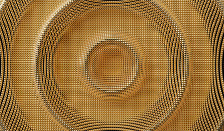 Abstract wave background with golden spheres - 3D illustrationの写真素材