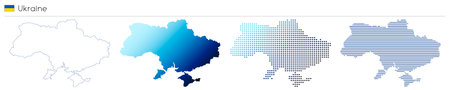 Ukraine - outline, gradient, dotted and lines geometrical country shapeのイラスト素材