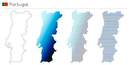 Portugal - outline, gradient, dotted and lines geometrical country shapeのイラスト素材