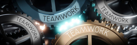 Teamwork - gears concept - 3D illustrationの写真素材