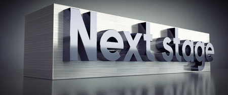 Next stage - metal typographical concept - 3D illustrationの写真素材
