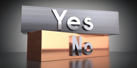 Yes, no - words on metal blocks - 3D illustrationの写真素材