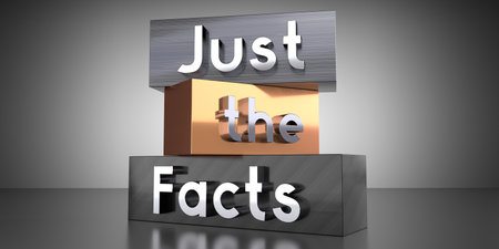 Just the facts - words on metal blocks - 3D illustration