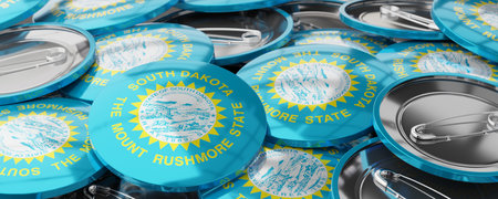South Dakota - round badges with state flag - 3D illustrationの写真素材