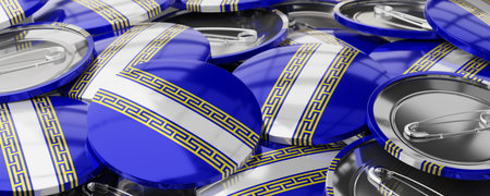 Champagne-Ardenne - round badges with flag - 3D illustration