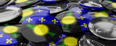 Guadeloupe - round badges with flag - 3D illustrationの写真素材