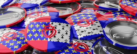 Pays-de-la-Loire - round badges with flag - 3D illustrationの写真素材