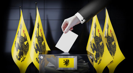 Pomerania - flags and ballot box - voting, election concept - 3D illustrationの写真素材