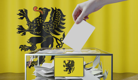 Pomerania - flags and ballot box - voting, election concept - 3D illustrationの写真素材