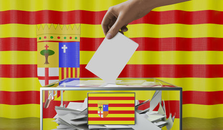 Aragon - flags and ballot box - voting, election concept - 3D illustration