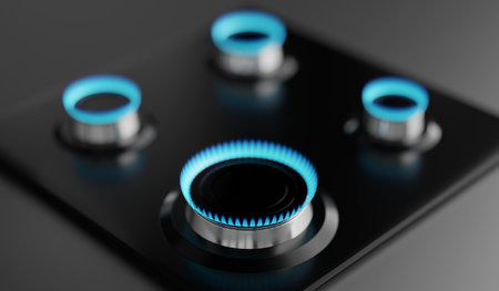 Four propane butane gas burners - 3D illustration