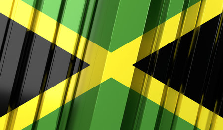 Jamaica - geometrical flag with stripes - 3D illustration