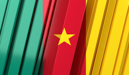 Cameroon - geometrical flag with stripes - 3D illustrationの写真素材