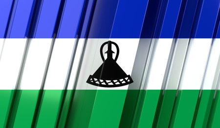 Lesotho - geometrical flag with stripes - 3D illustrationの写真素材