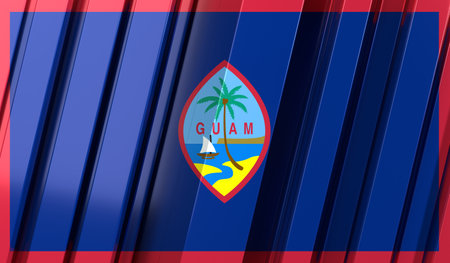 Guam - geometrical flag with stripes - 3D illustrationの写真素材