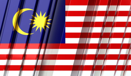 Malaysia - geometrical flag with stripes - 3D illustrationの写真素材
