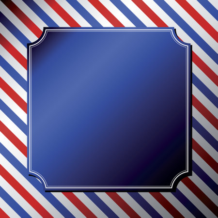 Blue grunge barber background with stripes and frame - vector illustrationのイラスト素材
