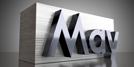 May - metal typographical concept - 3D illustrationの写真素材