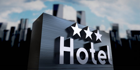Hotel wiith three stars concept - 3D illustrationの写真素材