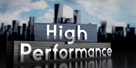 High performance - metal blocks and skyscrapers - 3D illustrationの写真素材