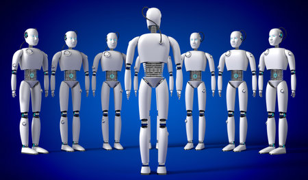 Humanoid robots - training concept - 3D illustrationの写真素材