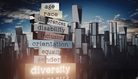 Diversity concept - block shapes and skyscrapers - 3D illustrationの写真素材