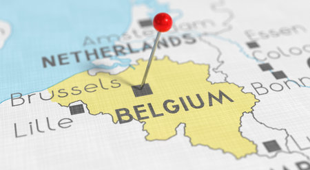 Belgium, Brussels - push pin on political map - 3D illustrationの写真素材
