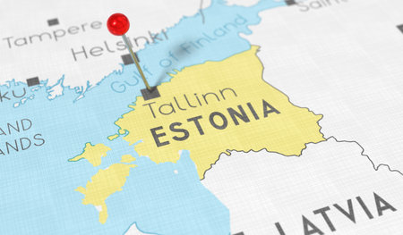Estonia, Tallinn - push pin on political map - 3D illustrationの写真素材