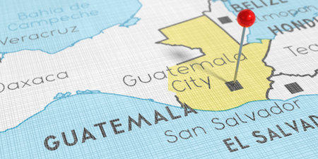 Guatemala, Guatemala City - push pin on political map - 3D illustrationの写真素材