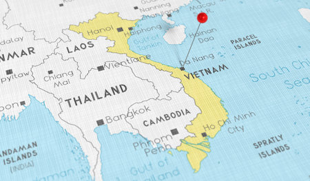 Vietnam, Hanoi - push pin on political map - 3D illustration