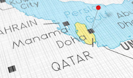 Qatar, Doha - push pin on political map - 3D illustrationの写真素材