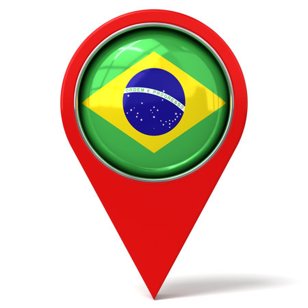Brazil - location pin with flag - 3D illustrationの写真素材