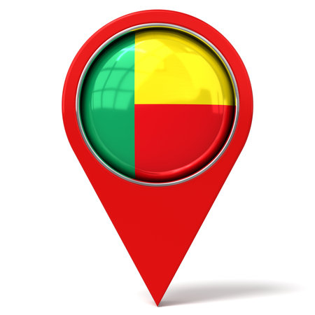 Benin - location pin with flag - 3D illustrationの写真素材