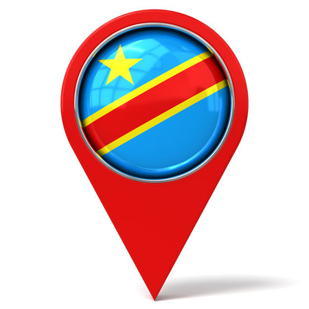 Democratic Republic of the Congo - location pin with flag - 3D illustrationの写真素材