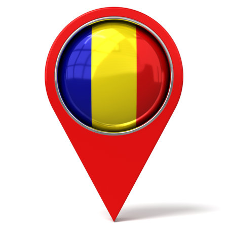 Romania - location pin with flag - 3D illustrationの写真素材