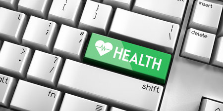 Health - computer keyboard - 3D illustrationの写真素材